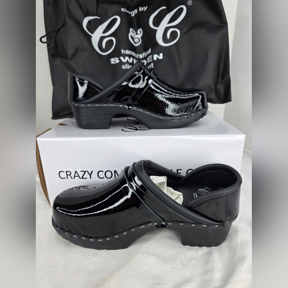C & C Sweden Womens Clogs Slip On  Black Diamond EU 39 US 7.5 to 8